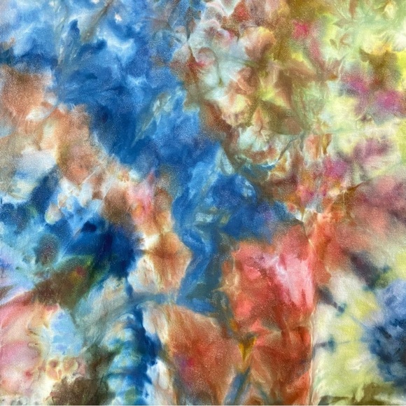 Handmade Tie Dye Tee T-Shirt Mens Large Unisex Green Blue Brown 90s Grunge Shirt - Picture 5 of 9